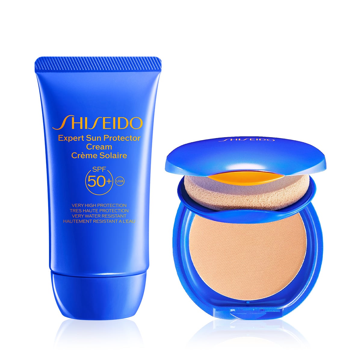 Cilt Görünümünü Güzelleştiren Güneş Koruyucu Kompakt Fondöten & Cilt Bakım İçerikli Güneş Koruyucu SPF50+ Krem Seti