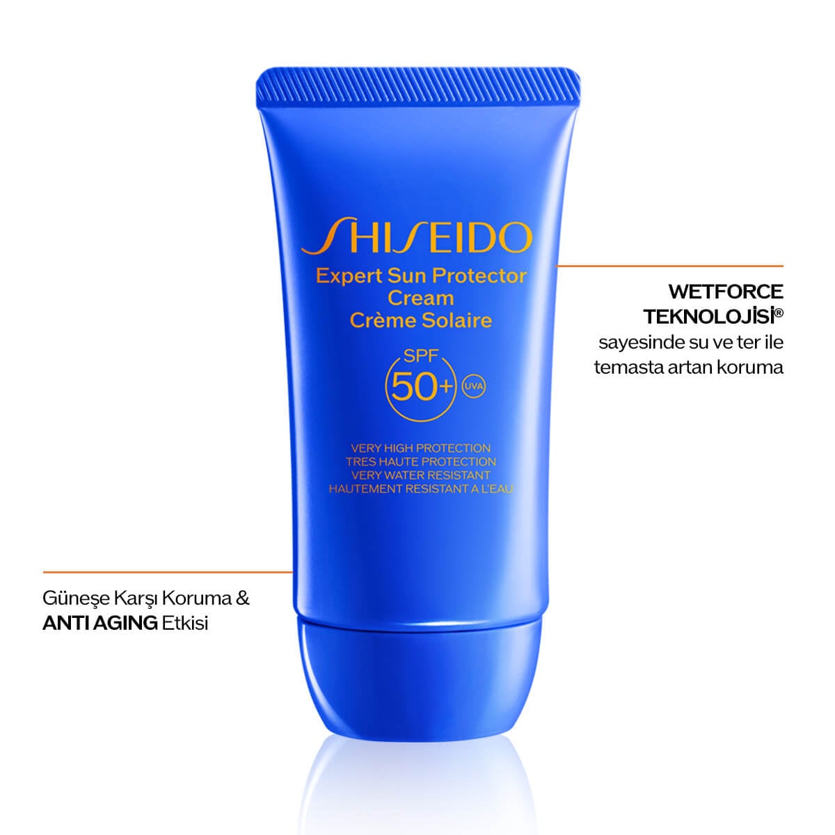 %65 Cilt Bakım İçerikli, Suya ve Isıya Dayanıklı, Hyalüronik Asit İçeren Güneş Koruyucu Krem SPF50+ - Yüz
