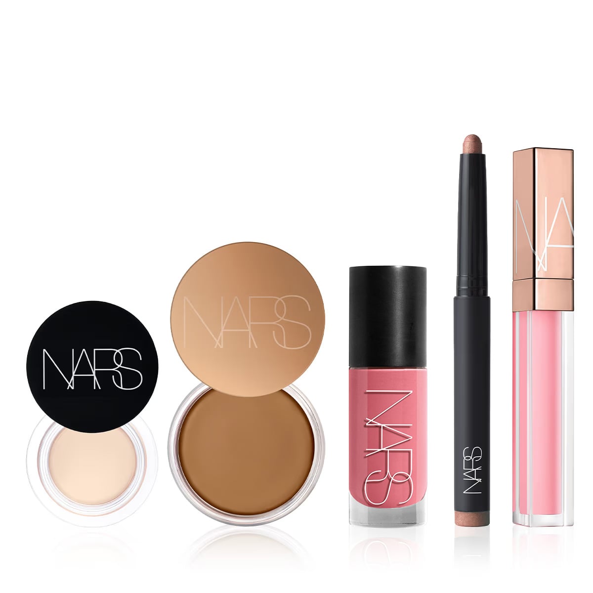 Silgi Kapatıcı, Likit Allık, Krem Bronzer, Lip Gloss & Kalem Far Seti
