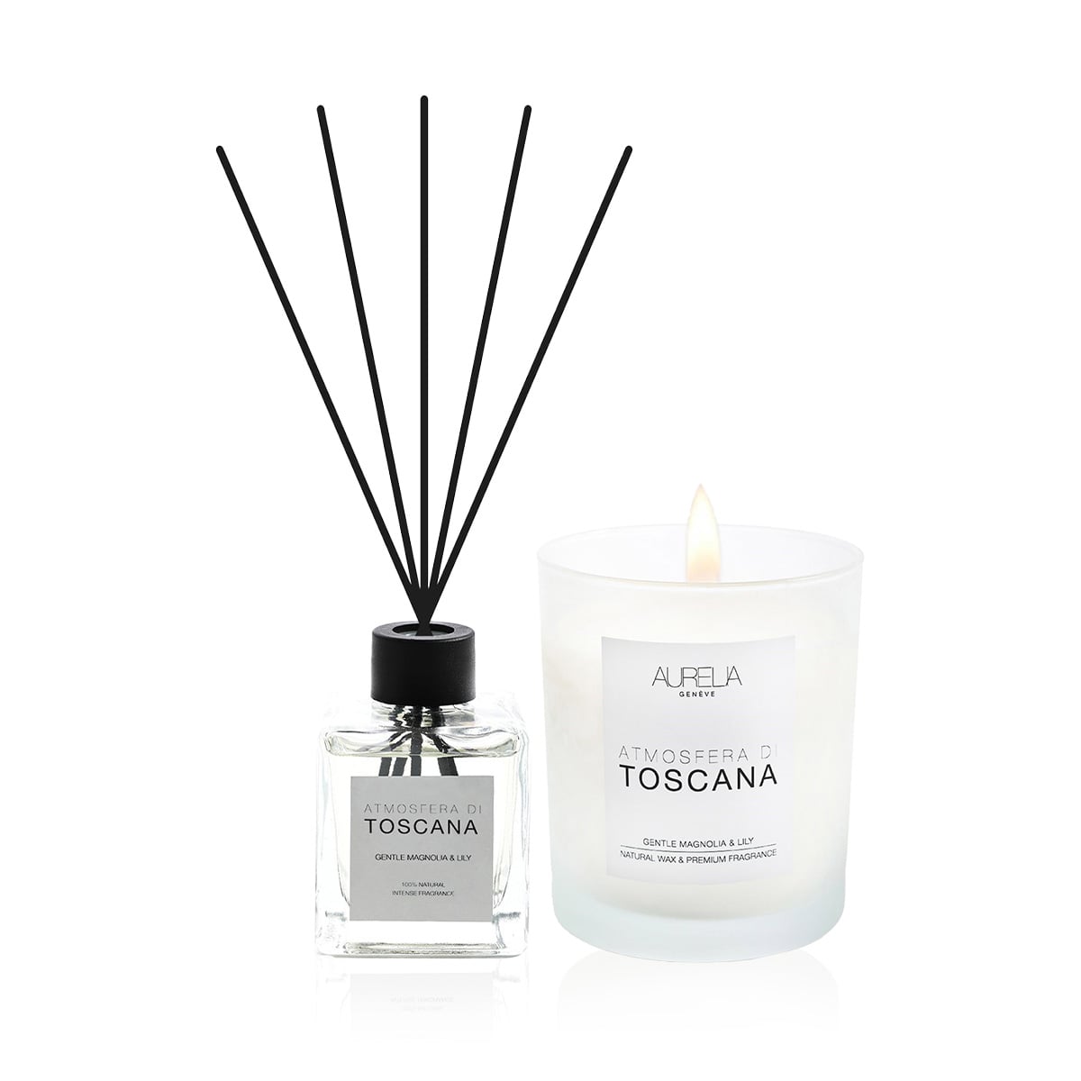 Manolya ve Zambak Kokulu Mum & Çubuklu Oda Kokusu Seti