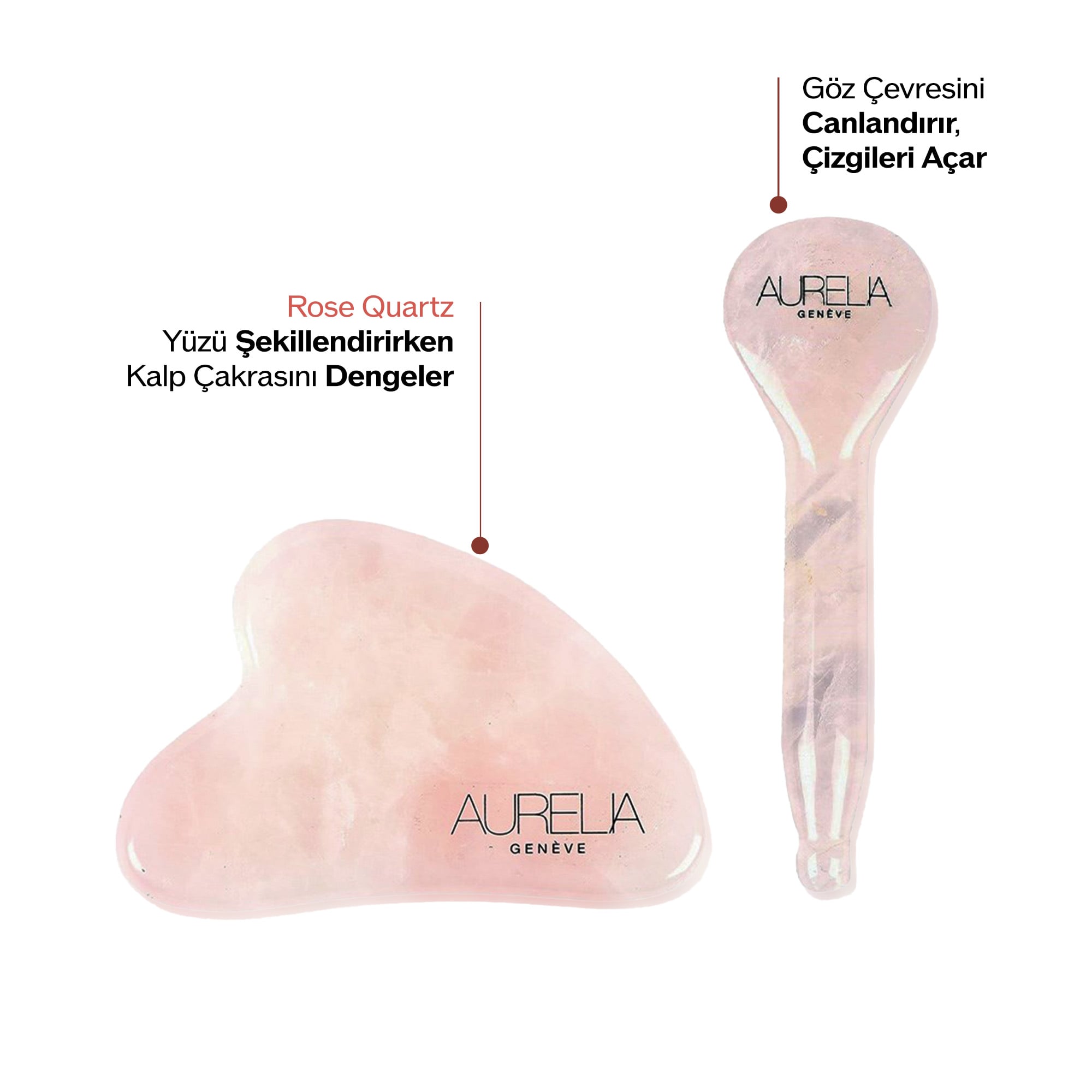 GÖZ ÇEVRESİNDE ETKİLİ & YÜZ KASLARINI RAHATLATICI GUA SHA SETİ