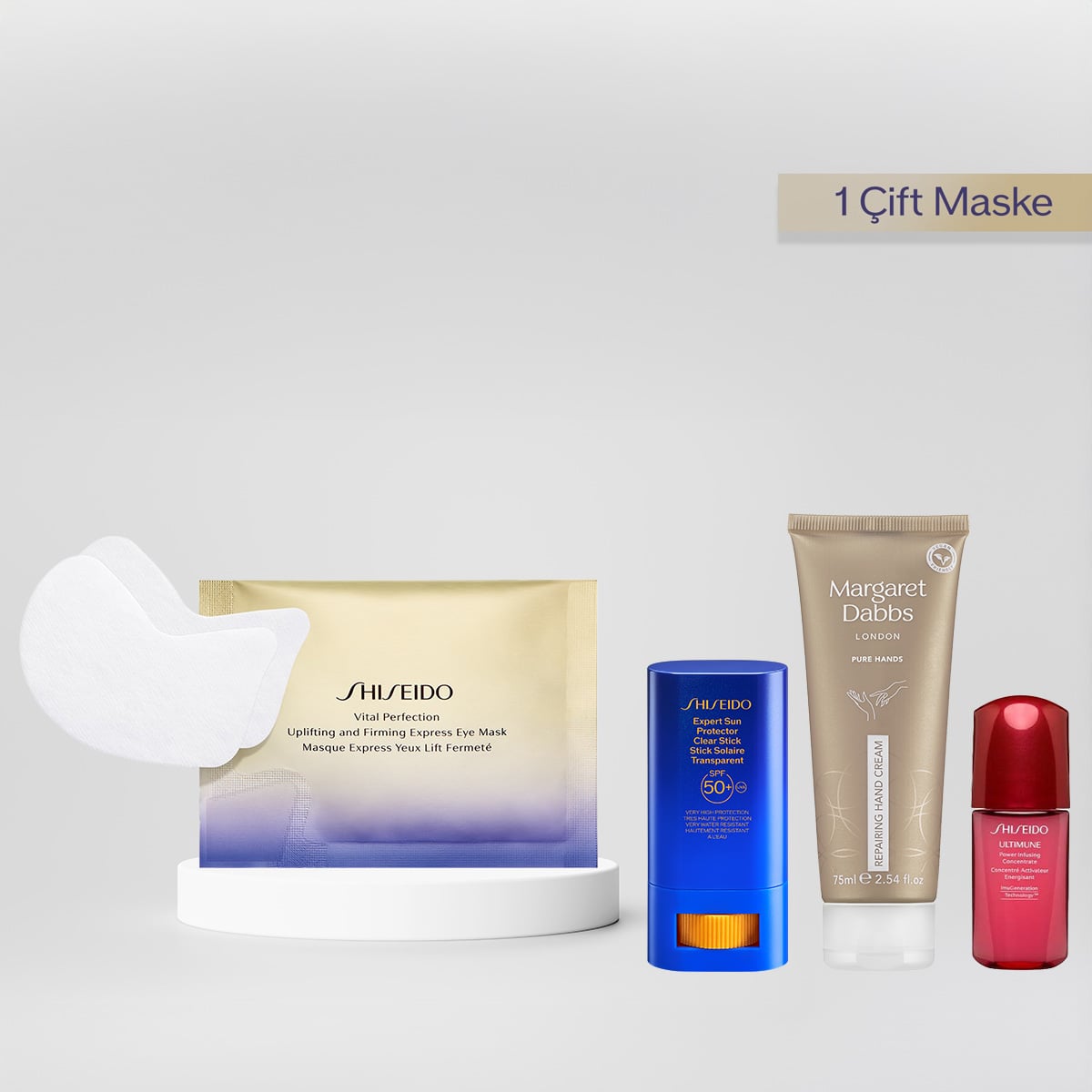 Uçuş İçin Retinol İçeren Göz Maskesi, Güneş Kremi, El Kremi & Serum Seti