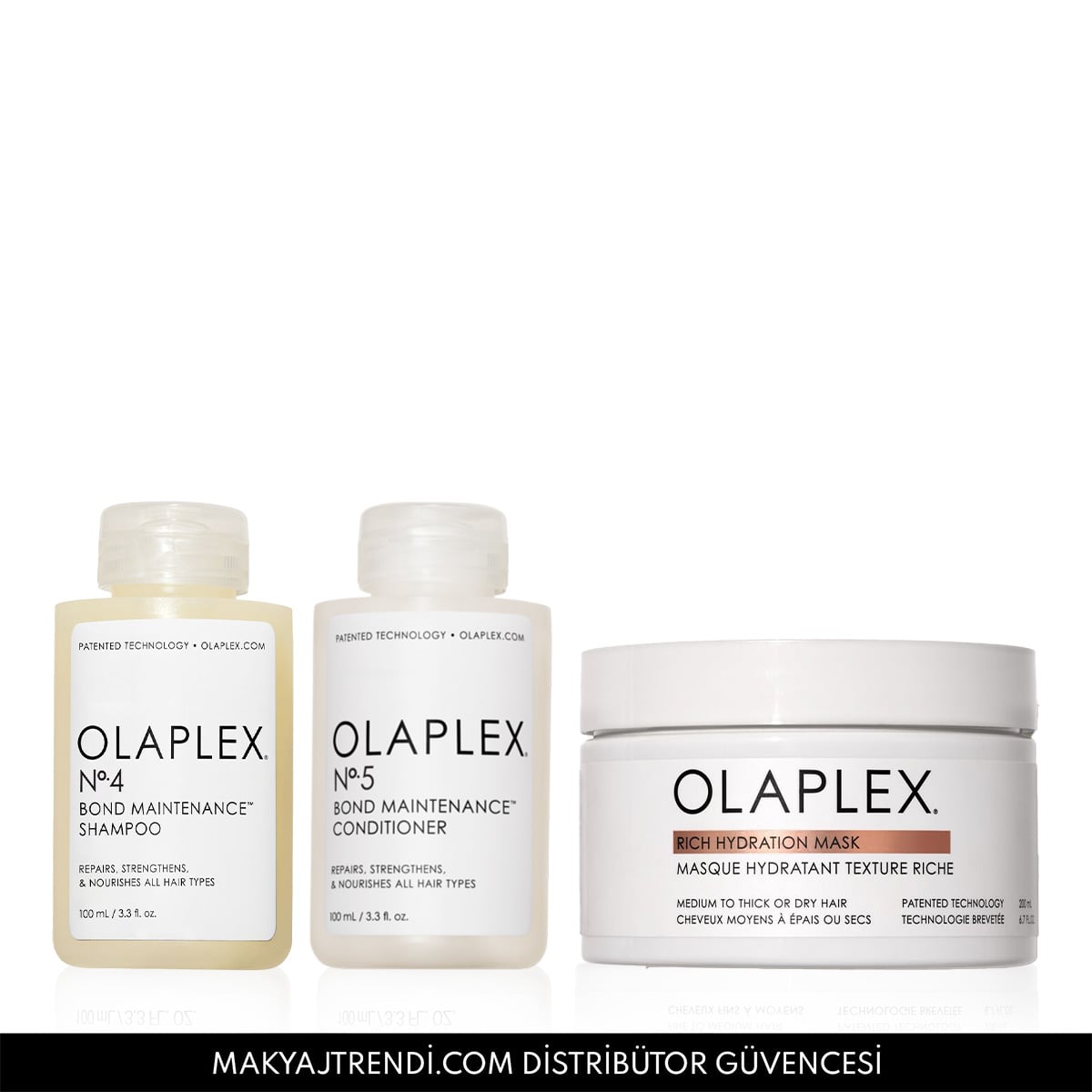 Kalın Telli Saçlar İçin Bağ Güçlendirici Şampuan, Saç Kremi ve Maske Seti