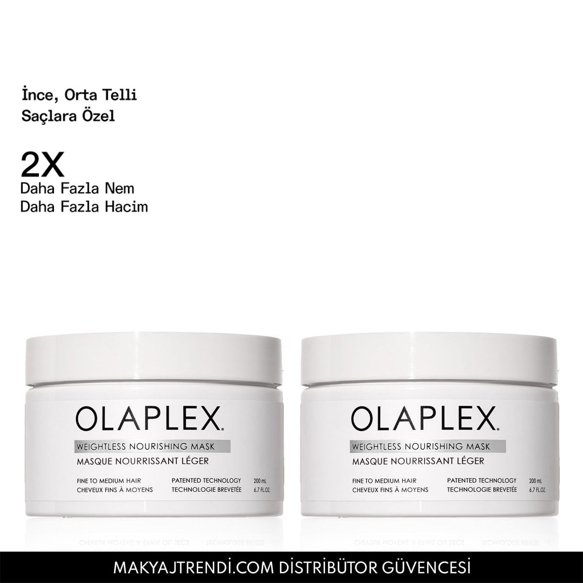 İnce, Orta Telli Saçlar İçin Ağırlık Hissi Bırakmayan Besleyici İkili Maske Seti