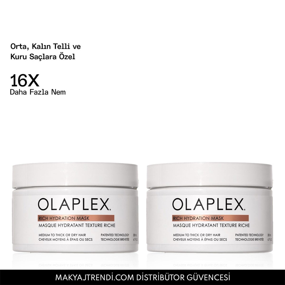 Orta, Kalın Telli ve Kuru Saçlar İçin Yoğun Nemlendirici İkili Maske Seti