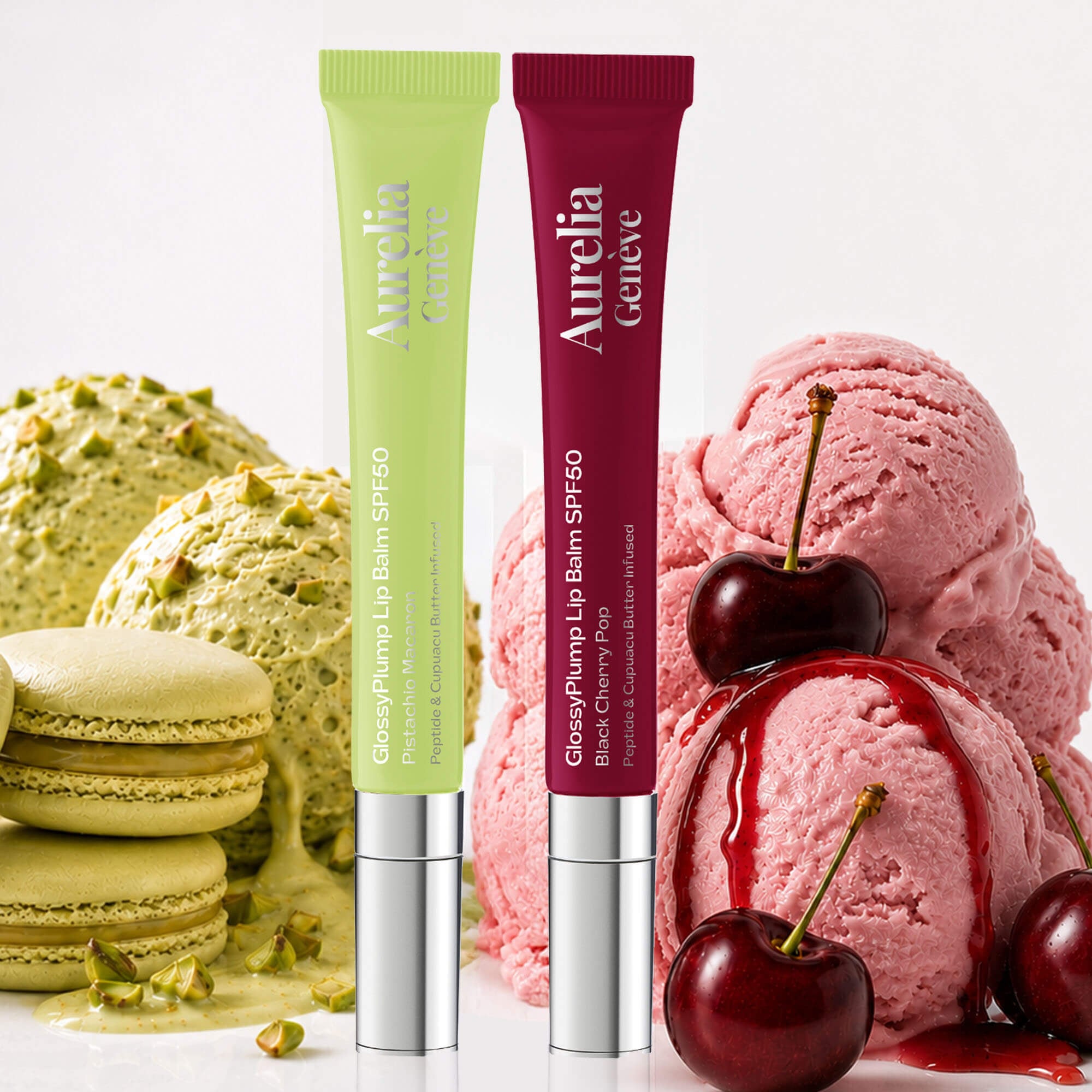 Güneşten Koruyucu & Dolgunlaştırıcı Etkili Altın Işıltılı Şeffaf ve Böğürtlen Kiraz Lip Balm Seti