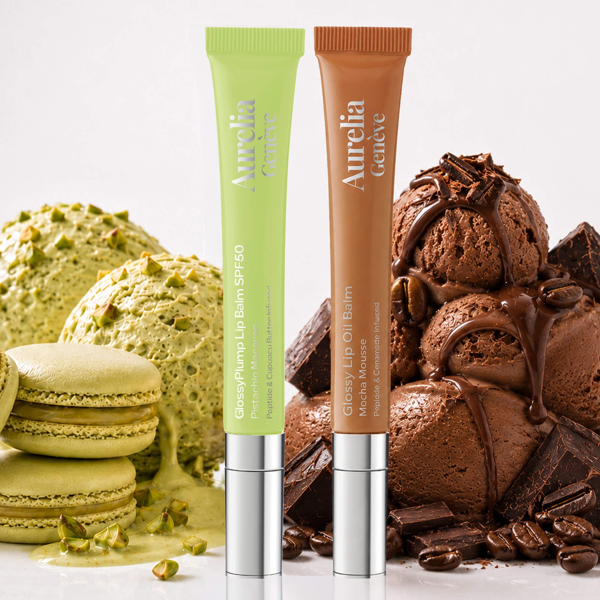 Güneşten Koruyucu & Dolgunlaştırıcı, Nemlendirici Etkili İkili Lip Balm Seti ( Soft Kahve & Altın Işıltılı Şeffaf)