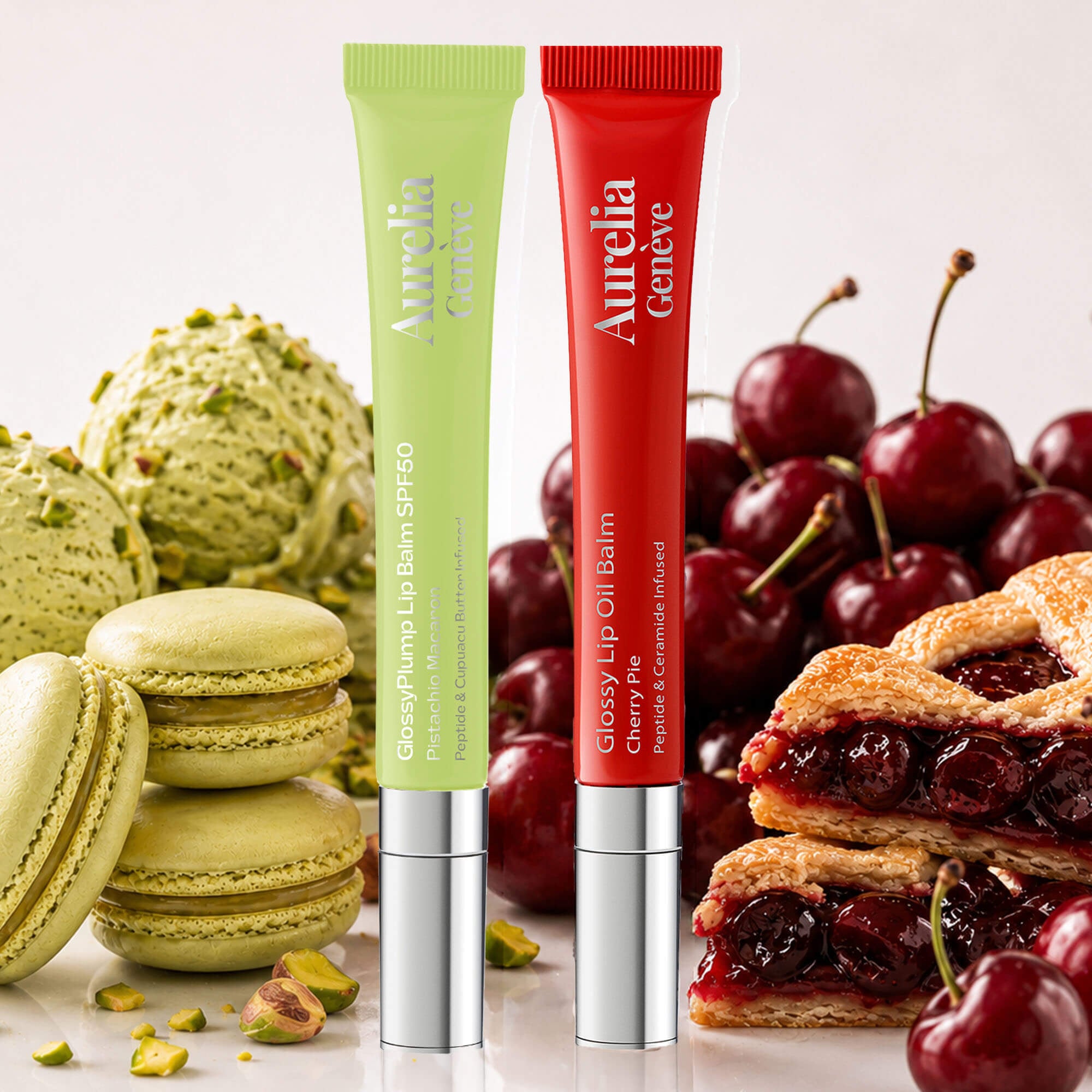 Güneşten Koruyucu & Dolgunlaştırıcı, Nemlendirici Etkili İkili Lip Balm Seti ( Kiraz Kırmızı & Altın Işıltılı Şeffaf)