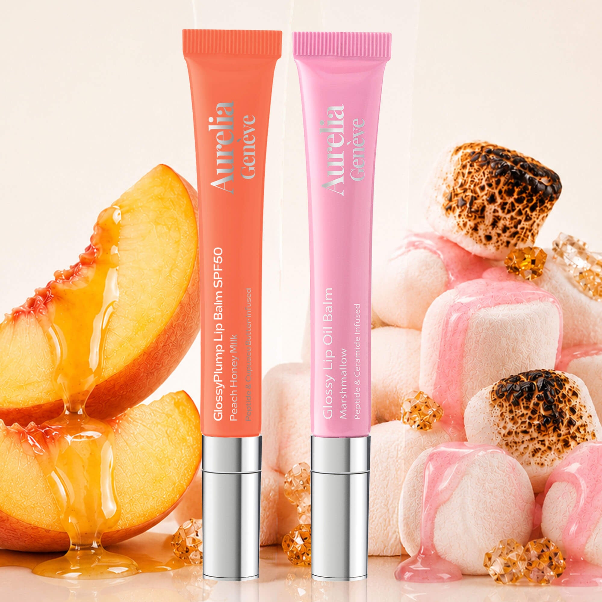 Güneşten Koruyucu & Dolgunlaştırıcı, Nemlendirici Etkili İkili Lip Balm Seti ( Soft Pembe & Şeftalimsi Pembe)