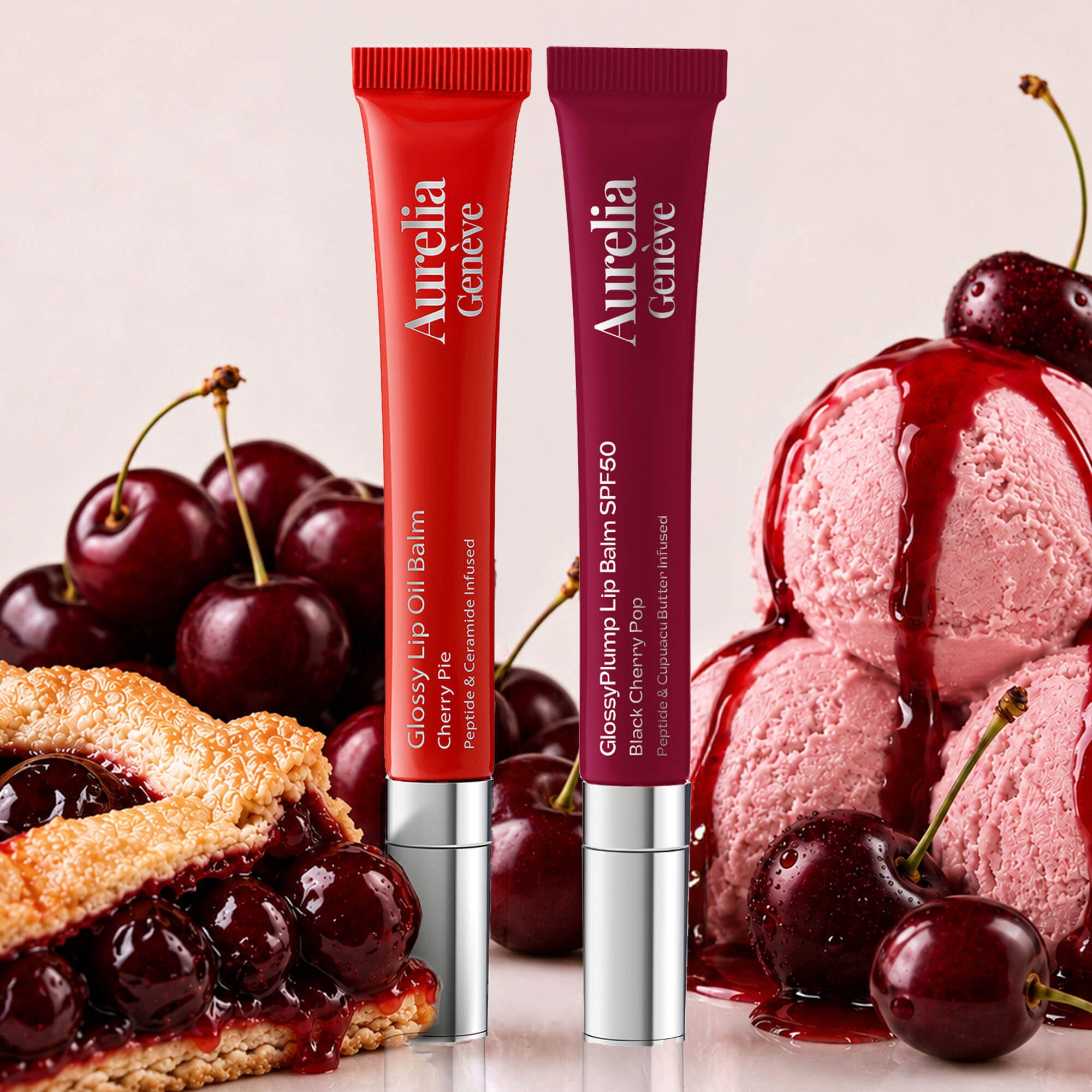 Güneşten Koruyucu & Dolgunlaştırıcı, Nemlendirici Etkili İkili Lip Balm Seti ( Kiraz Kırmızı & Böğürtlen Kiraz )